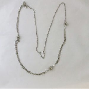 Silver tone spiral station necklace